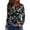 Black, variant on WTOBBY Women's Casual Loose Fit Floral Print Long Sleeve Hem Slit T-shirt Round Neck Top Fashionable Comfort Wear Soft Material Daily Outfit Essential for US Market Wardrobe,Black L