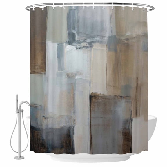 Blue Grey Art Shower Curtain, Waterproof Shower Curtains for Bathroom, Vintage Painting Abstract Retro Art Washable Fabric Bathtub Curtain Set Bath Decor with 12 Hooks Stall 36"x72"