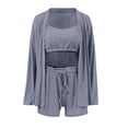 thumbnail image 5 of Bovxnpu Pajamas Womens Long Sleeve Sleepwear Soft Loungewear,Women's Summer Solid Three Piece Pajamas Sexy Casual Homewear Set, 5 of 5