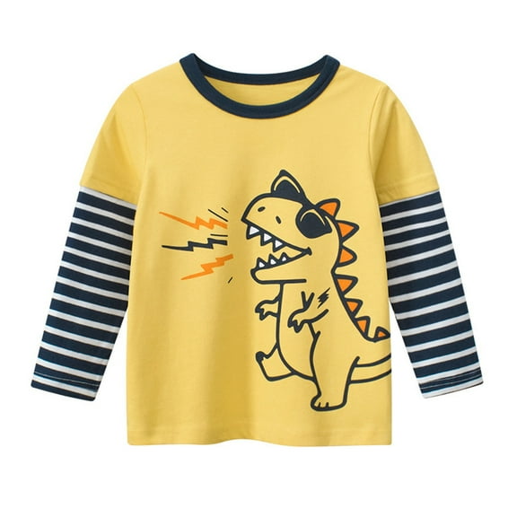 Beautyzll Baby Kids Boys Long Sleeve Crewneck Shirt T-Shirts 1-9T Toddler Basic T Shirt Tops Cartoon Cotton Tees
