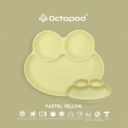 Abiie Octopod Frog Silicone Plates with Suction - Spill Proof, Easy to Clean - BPA-Free Bowl - Suction Plates for Baby and Toddler - Training & Feeding Divided Grip Dish (Pastel Yellow)