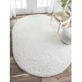 thumbnail image 1 of nuLOOM Machine Made Shags, Contemporary, Solid & Striped 100 Percent Polypropylene White Rug (5` 3" x 7` 6" Oval), 1 of 4