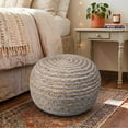 thumbnail image 2 of LR Home Savanna Round Grey/Natural Striped Indoor Pouf Ottoman, 20" H x 14" W, 2 of 6