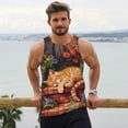thumbnail image 6 of KLL Sleeping Cat Flowers Print Men's Muscle Gym Workout Stringer Tank Tops Bodybuilding Fitness T-Shirts Tank Tops Men-Large, 6 of 7