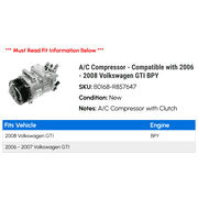 A/C Compressor - Compatible with 2006 - 2008 Volkswagen GTI BPY 2007