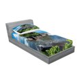 thumbnail image 2 of Ambesonne Ocean Fitted Sheet & Pillow Sham Set, Building in Bali Island Asia, Twin, Green Blue, 2 of 2