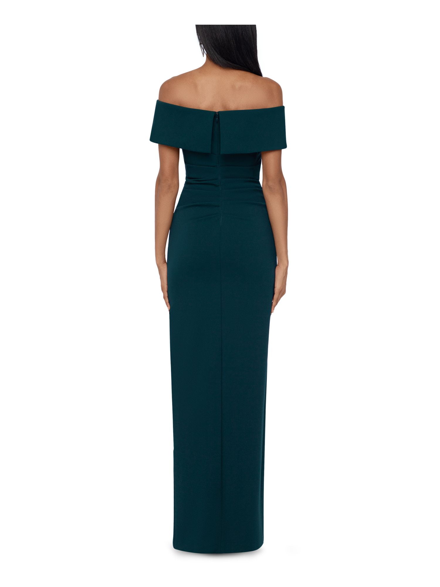 XSCAPE Womens Green Ruched Slitted Gown Short Sleeve Off Shoulder Maxi Evening Sheath Dress 4 - Walmart.com XSCAPE Womens Green Ruched Slitted Gown Short Sleeve Off Shoulder Maxi Evening Sheath Dress 4 - Walmart.com