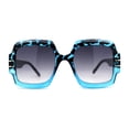 thumbnail image 1 of Oversized Mob Retro Thick Beveled Plastic Frame Nerdy Rectangle Sunglasses Blue Tortoise Smoke, 1 of 4