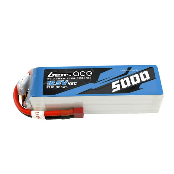 Gens ace 18.5V 5000 mAh 5S 45C LiPo Soft Pack Deans GEA5S500045D Car Batteries & Accessories