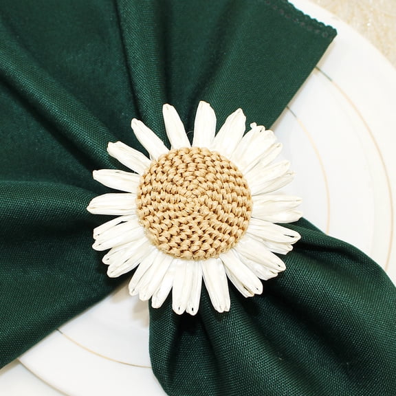MAE 6Pcs Handicraft Rose Flower Napkin Rings Sunflower Napkin Holder Rings for Wedding Banquet Christmas Birthday Table Decorations