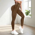 thumbnail image 5 of felwors Women's Seamless High Waist Yoga Leggings - One-Piece Tummy Control & Butt Lifting Workout Pants with 3D Textured Panels（Brown， L）, 5 of 5