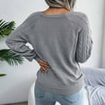 thumbnail image 6 of ZQGJB Cable Knitted Sweater for Women Casual Crewneck Warm Long Sleeve Hollow Pullover Knitwear Spring Trendy Button Decor Lightweight Jumper Tops(#01-Gray,L), 6 of 6