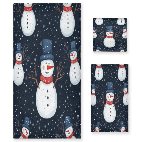 Three-Piece Towel Set Face Towel Towel Set Hand Towel Bath Towel Cotton Bath Towels Bath Towel Sets Hand Bath Towels Beautiful Snowman2