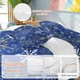 thumbnail image 2 of Christmas Snowflake Comforter Set Full Size, Blue Gold Watercolor Decoration Soft Bedding Set for Man Woman, 4 Pieces Duvet Cover Set with Fitted Sheet, 2 Pillowcases, 2 of 9