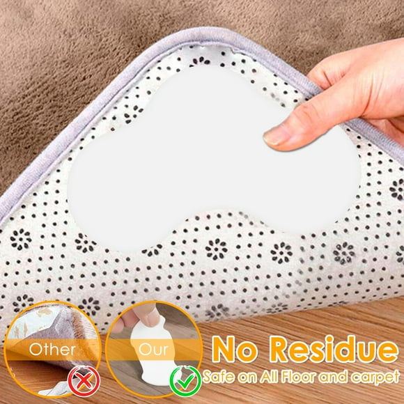 12Pcs Rug Gripper Anti-slip Carpet Gripper Reusable with Strong Sticky Anti-Curling Carpet Fixture for Hardwood Floors Carpets Floor Mats Tile Floors (Black/White)