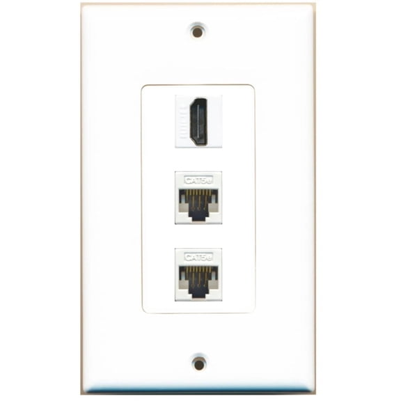 Ultra Spec Cables 1 Port HDMI 2 Cat5e Ethernet Female Wall Plate DecorZ