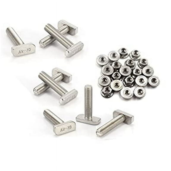 12Pcs T Slot Bolt Replacement,M10 X 25 Screws, A2-70 Rail Track Screws Track Nuts with 12 Flange Nut