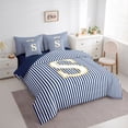 thumbnail image 2 of Erosebridal Kids Cartoon Monogrammed S Twin Bedding Sets 7-Piece, Navy Stripes Ombre Bedding Comforter Set, 2 of 7