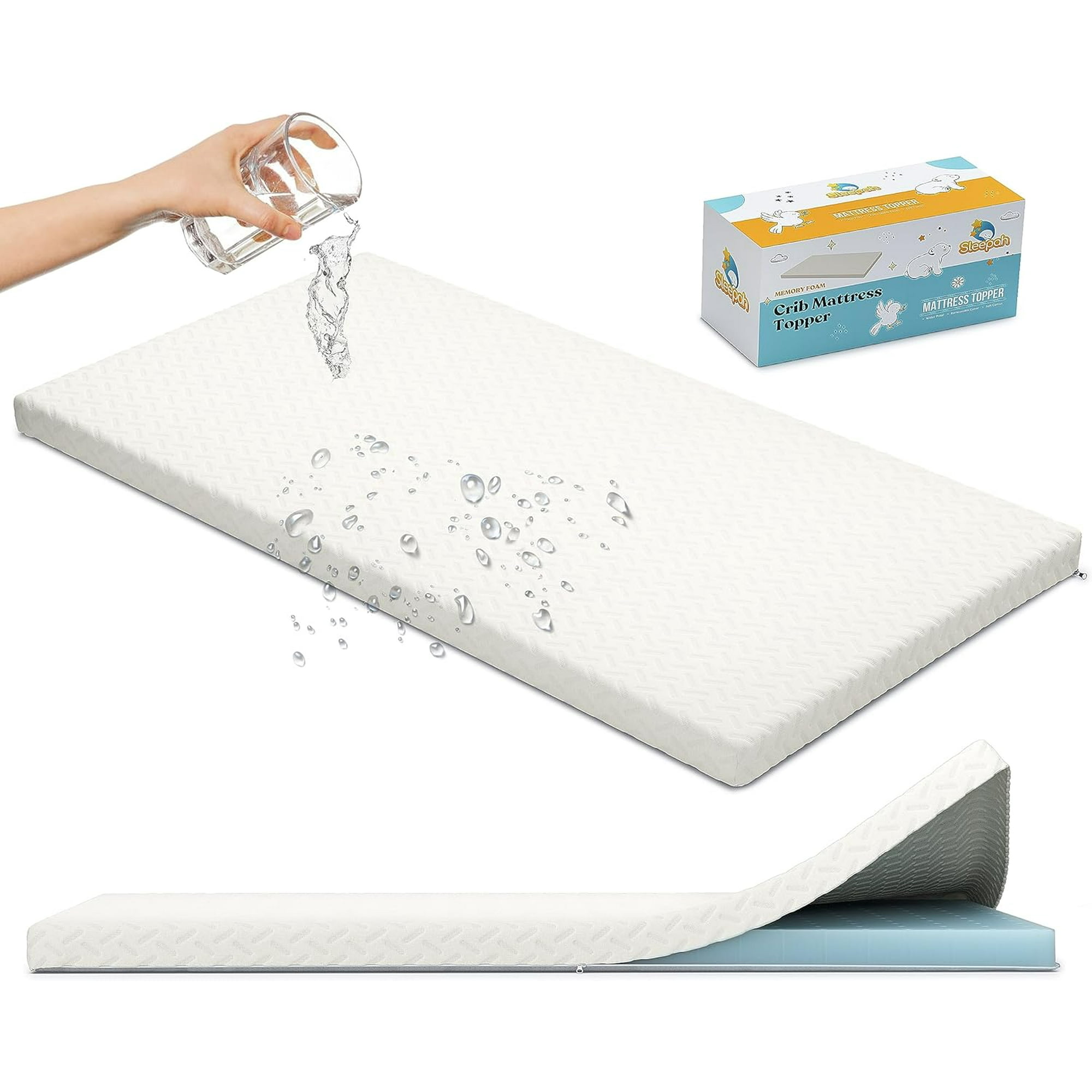 Sleepah Crib Mattress Topper Organic Cotton Memory Foam 52 28 2 Breathable Waterproof Toddler Bed Mattress adult
