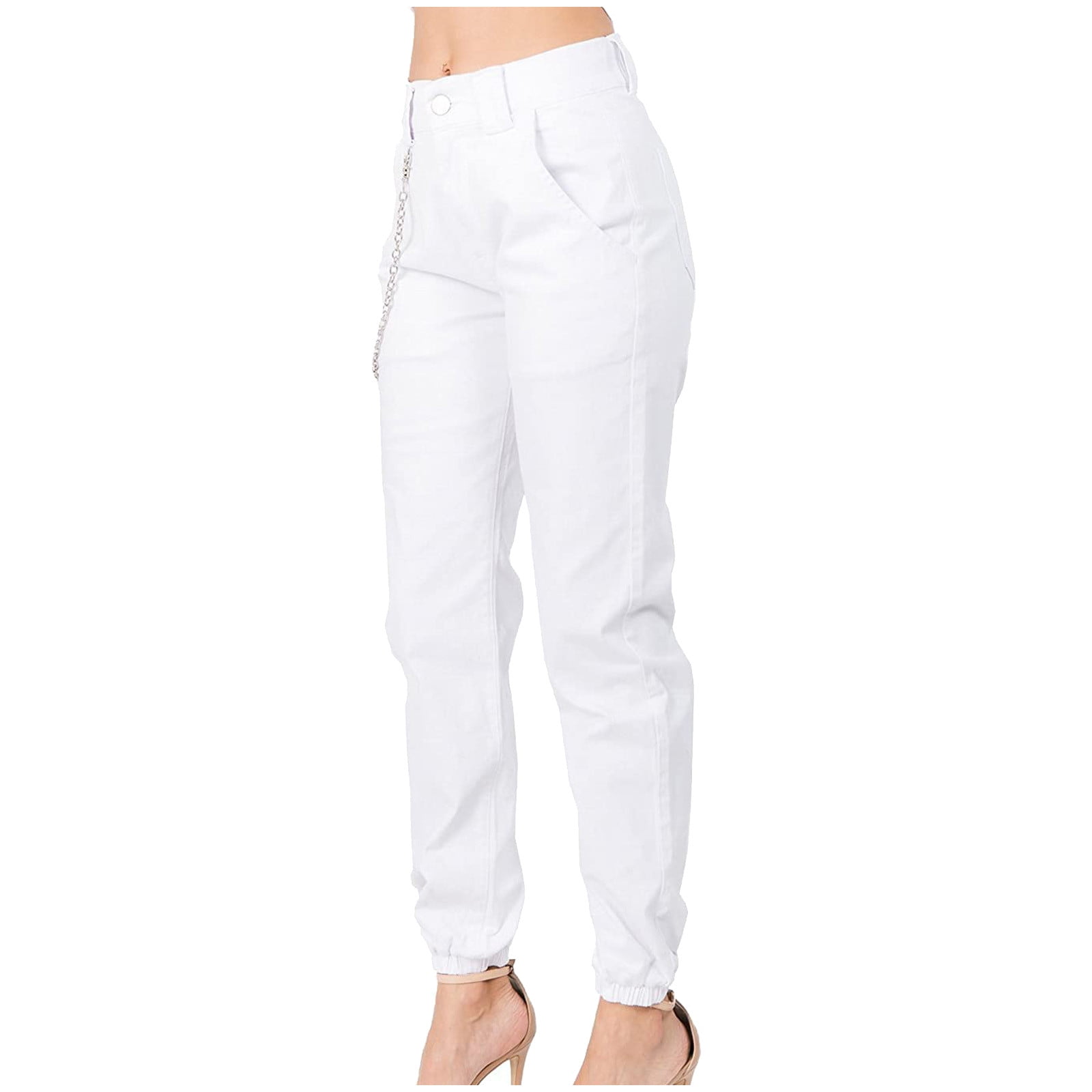 Women's High Waisted Cargo Pants Joggers Pants with Chain Loose Fit Y2K