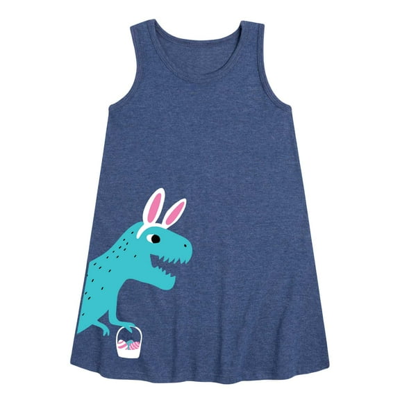 Instant Message - Easter Themed Dino - Toddler And Youth Girls Aline Dress