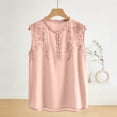 thumbnail image 5 of Embroidered Tops for Women Summer Casual Sleeveless V Neck Tank Top Lightweight Button up Loose Fit Blouse for Daily Wear, 5 of 6