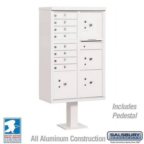 Salsbury Industries  30.5 x 62 x 18 in. Cluster Box Unit - 8 A Size Doors - Type VI - USPS Access, White