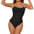 thumbnail image 4 of MSJUHEG Ruched Monokinis,High Waist Bathing Suit,Push Up Swimwear,Tummy Control Bathing Suits,Womens Bathing Suits,Bandeau Bathing Suits,Plus Size Swimsuit for Women Black L, 4 of 7