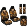 thumbnail image 7 of Xoenoiee Highland Cattle Sunflower Print 5 Pack Car Accessories Set with Car Seat Covers/Seat Belt Pads/Center Console Pad, Universal Fit PU Leather Car Decor Interior Accessories, 7 of 7