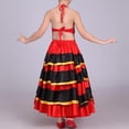 thumbnail image 3 of Alvivi Girls Spanish Bull Belly Dance Outfits Sparkle Metallic Crop Top with Long Swing Skirts Red&Black 10-12, 3 of 6