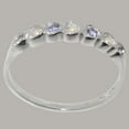thumbnail image 3 of LBG British Made 10k White Gold Cultured Pearl & Tanzanite Womens Eternity Ring - 33 size options - Size 4.75, 3 of 9