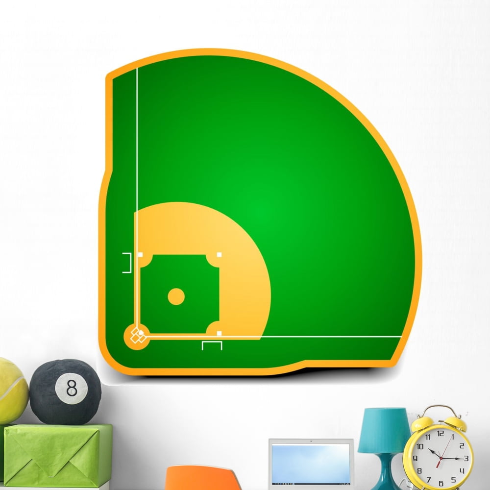 Baseball Field Wall Mural Decal by Wallmonkeys Vinyl Peel and Stick