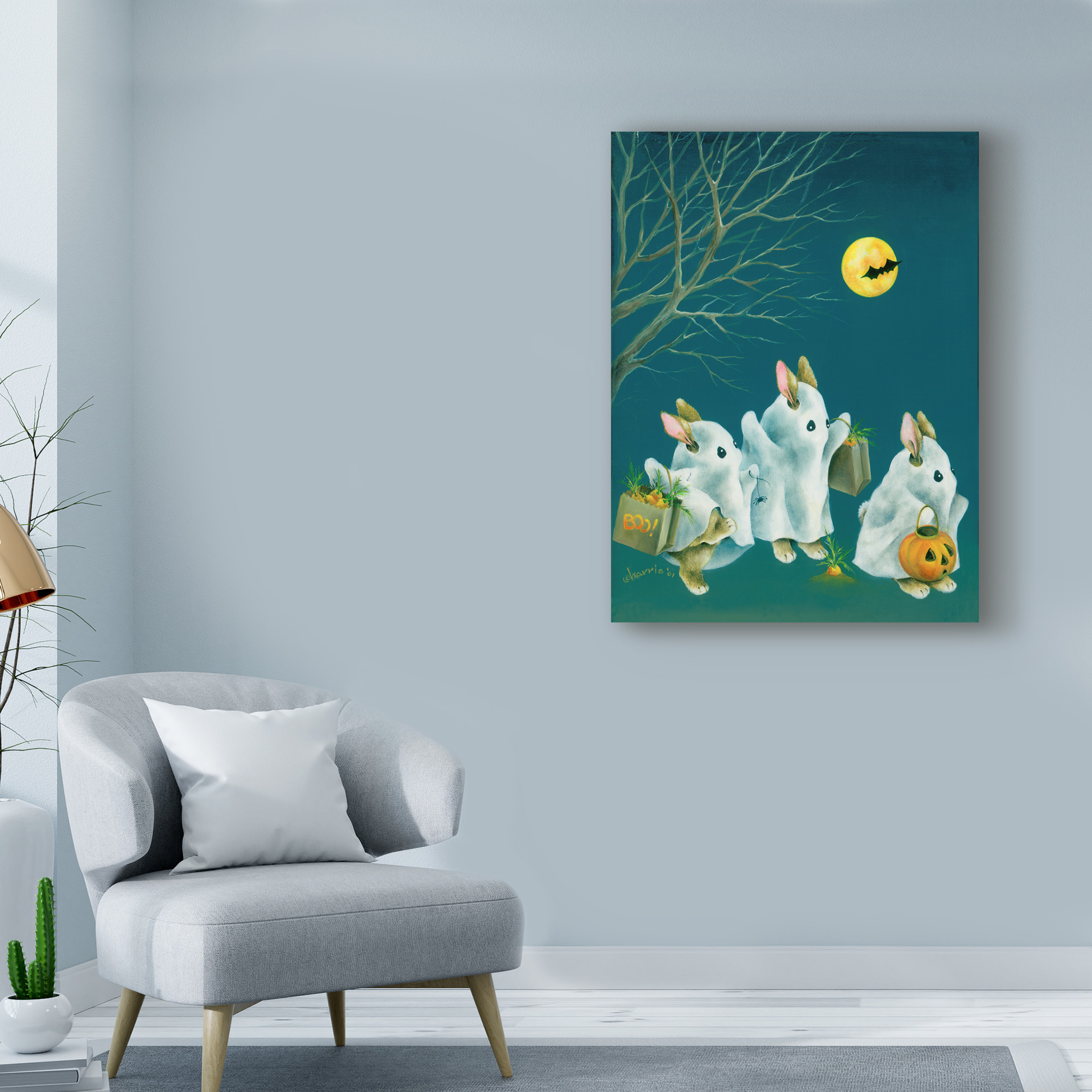 Trademark Fine Art 'Boo Bunnies' Canvas Art by Peggy Harris