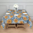 thumbnail image 3 of Blue Orange Sunflower Leaf Pattern Square Tablecloth,Waterproof Square Table Cover,Wipeable Spillproof Washable Table Cover for Home Kitchen Party Decor 52"x52"(132x132cm), 3 of 6