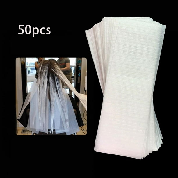 Paquete de 50 tiras de Papel Macarena para teñir el cabello reutilizables blanco
