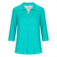thumbnail image 4 of ZyeKqe Womens 3/4 Sleeve Tops Collared V Neck Shirts Summer Work Tunic Tops to Wear with Leggings Dressy Blouses, 4 of 4