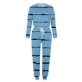 thumbnail image 4 of QUYUON Womens Pajama Set Striped Print Soft Long Sleeve Tops with Pants Two Piece Outfits for Women Tracksuit Sweat Suits Workout Jogging Sets Loungewear with Pocket Y-6 Blue L, 4 of 5