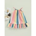 thumbnail image 2 of Bagilaanoe Toddler Baby Girls Summer Casual Dress Striped Sleeveless Ruffle Dress 6M 12M 2T 3T 4T Loose Beach A Line Sundress, 2 of 8