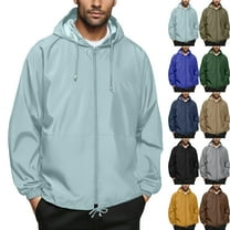 Summer Autumn Mens Rain Jacket Raincoat Windbreaker Running Waterproof Lightweight Packable with Hood Travel Hiking Cycling Trendy Coat for Outdoors Activities Plus Size