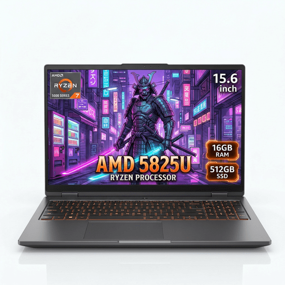 Laptop, 15.6" FHD IPS Gaming Laptop AMD Ryzen 7 5825U 16GB 512GB, Backlit Keyboard, Windows 11 Pro Ultra-Light Notebook
