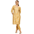 thumbnail image 1 of Biba Rangriti Indian Ethnic Kurta Pants Set (Festive Glam 22451), Yellow, Size 32, 1 of 5