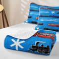 thumbnail image 4 of Erosebridal Vintage Train Quilt King for Boys Men, Cartoon Locomotive Car King Coverlet Set, Blue, 3pcs, 4 of 7