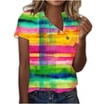 thumbnail image 2 of Busydd Womens Tops Summer V Neck Short Sleeve T-Shirts Tie Dye LGBT Pride Shirts Casual Loose Button Equality Blouses Fashion Funny Graphic Tee Tops Plus Size Tops for Women S-5XL, 2 of 5