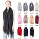 thumbnail image 4 of 1 bufanda de moda de color liso con flecos, chal de hombro monocromático con borla para hombres y mujeres (negro), 4 of 7