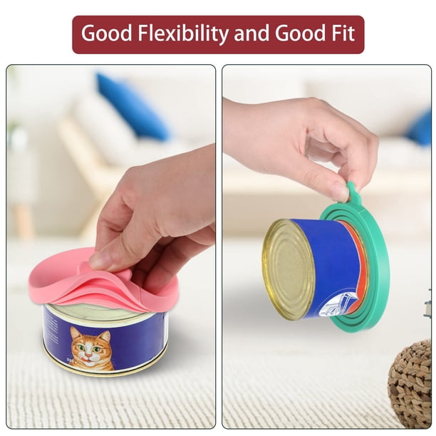 Greeniant Tapa enlatada para tapa de conservación sellada, cubierta de sellado de tapa reutilizable fácil de limpiar y práctica Suministros para perros cuchara+verde+rosa
