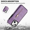 thumbnail image 3 of SaniMore for iPhone 15 Plus 6.7" 2023 Back Case with Zipper Card Pokcet Flip Wallet/Kickstand Shock Absorption Anti-fall Retro PU Leather Wear-resistant Shell for iPhone 15 Plus, Purple, 3 of 7