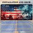 thumbnail image 3 of 1 Pcs 2D Flat License Plate Covers & Frames, American Flag with Palm Trees For Decorative Front, Waterproof For Decoration Aluminum License Plate Covers & Frames Cover For Men Women, 12" X 6", 3 of 7