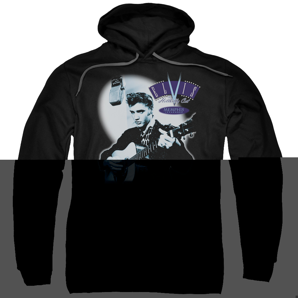 Elvis Presley Hillbilly Cat Adult Pullover Hoodie Sweatshirt Black
