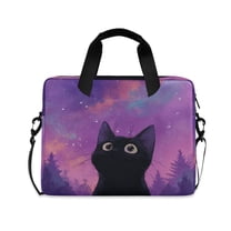 16" Laptop Briefcase for Work Travel Laptop Shoulder Bag Carrying Handbag Laptop Case Purple Sky and Black Cat