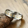thumbnail image 4 of Bague Double Couche pour Hommes Bande de Mantra Mammon Jaune en Acier Inoxydable, 4 of 5